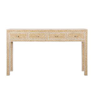 Luxury Wooden Bone Inlay <b>Console</b> <b>Table</b> With Decorative Drawers For Elegant Entryway And Interior Styling - Product Image 4