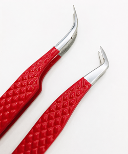 Pince à épiler professionnelle moderne en acier inoxydable rouge de qualité supérieure pour extension de cils, à pointe inclinée, durable et écologique - Product Image 5