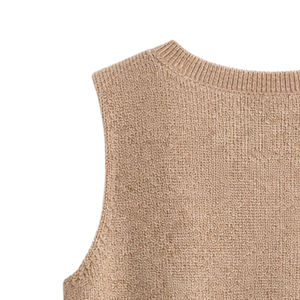 Chaleco de punto metálico para mujer, sin mangas, bronce, con cuello en V, brillante, informal, holgado, de moda, para verano - Product Image 6