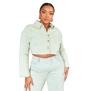 Veste en jean matelassée respirante en tricot surdimensionnée pour femme, coupe boyfriend, motif uni, coton, automne hiver printemps, fermeture boutonnée - Product Image 1