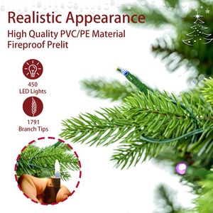 Everett Balsam Green <b>Artificial</b> Christmas <b>Tree</b> with 550 Multi-Colour LED Lights and 2286 Branch Tips Prelit PE PVC Metal Stand - Product Image 4