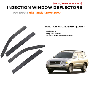 Déflecteur de vitre de voiture à injection pour Toyota Highlander 2001-2007, pare-pluie, visière anti-vent - Product Image 2