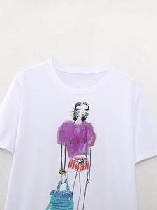 Camisetas de Punto Estampadas Personalizadas para Mujer, Fabricante OEM, Tela de Algodón Premium Suave y Cómoda para Marcas de Moda y Pedidos al por Mayor - Product Image 4