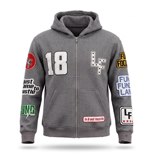 เสื้อฮู้ดซิปผู้ชายแบบหนาพิเศษ ผ้าฝ้ายเฟรนช์เทอร์รี่ ทรงโอเวอร์ไซส์ สำหรับฤดูใบไม้ร่วง - Product Image 3