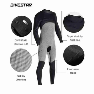 Men's Full Body Neoprene <b>Wetsuit</b> Long Sleeve 3.0mm Back Zip Waterproof All Seasons Swimwear Crew Neck Design Swimming Suit - Product Image 2