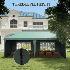 Tenda Pop-up Verde 3x6 Metri con 4 Pareti Laterali Rimovibili, Gazebo per Matrimoni ed Eventi con Borsa per il Trasporto - Product Image 5