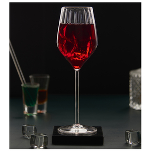 Juego de Copas de Vino Tinto de Cristal con Diseño de Diamantes, Cristalería Artesanal India, Colección Elegante para el Hogar y Bar, Precio al por Mayor Premium - Product Image 1