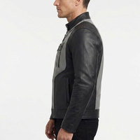 Veste en cuir pour homme, fermeture éclair intégrale, col montant, poches zippées, design moderne et intérieur doux