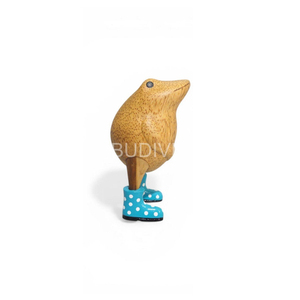 Sculpture de grenouille en bois sculpté à la main, art moderne, décoration d'intérieur pour chambre à coucher, figurine animale de table, cadeau de luxe pour les fêtes - Product Image 2