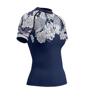 เสื้อแรชการ์ดสั่งทำพิเศษสำหรับทุกเพศ OEM ซับลิเมชั่น UPF 50 ป้องกันรังสียูวีสำหรับกีฬาทางน้ำ ผ้าโพลีเอสเตอร์รัดรูป ขายส่งจากโรงงาน OEM ไม่ใช่เสื้อ No Gi - Product Image 4
