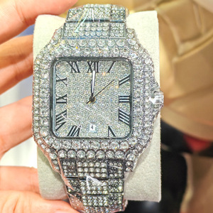 Reloj de Diamantes Verdes para Hombre, Reloj de Cuarzo con Números Romanos, Estilo Hip Hop, Joyería con Incrustaciones, Reloj de Pulsera Cuadrado, Nuevo 2026 - Product Image 3