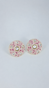Pendientes de Plata 925 de Lujo con Acabado en Oro Blanco y Diseño Floral Meenakari, Ideales para Novias - Product Image 3