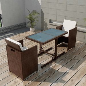 Ensemble de jardin marron et blanc crème avec table et chaise - Product Image 1