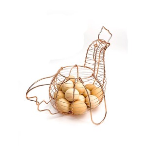 Panier à fruits en fil métallique rose doré sur mesure avec poignée pour la maison et l'hôtel - Product Image 4