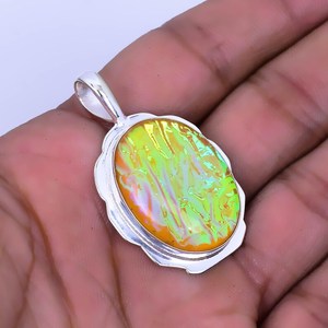จี้โอปอลไฟร์ออสเตรเลียแบบสามเม็ด เงินแท้ 925 ทำมือ สไตล์โบโฮ เครื่องประดับโอปอลธรรมชาติ สร้อยคอสำหรับผู้หญิง - Product Image 6