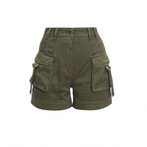 Pantalones Cortos Cargo Casuales para Mujer, Ligeros y Transpirables, de Algodón, Cintura Alta, Estilo Casual, con Botones, OEM ODM - Product Image 1