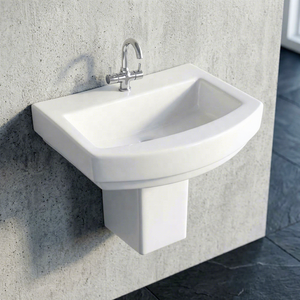 Indian High Quality Flower Shape Wash Basin Half Pedestal Wall Mounted Full Sink For Bathroom - Product Image 2