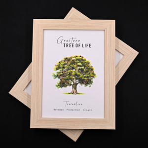 Cuadro de Madera con Árbol de la Vida y Piedras de Turmalina Verde, Obra de Arte de Cristal Hecha a Mano por la Fábrica de Gemas de Jaipur - Product Image 3