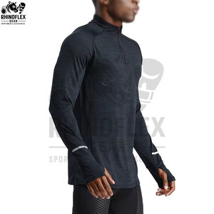 Camiseta de Entrenamiento de Manga Larga con Cuello Alto y Media Cremallera para Hombre, con Logotipo Personalizado, Transpirable, de Secado Rápido, para Otoño, Servicio OEM, Venta al Por Mayor - Product Image 5