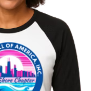 Women's White and Black Baseball Shirt Casual Three Quarter Sleeve <b>Raglan</b> Tee Everyday Comfortable Lifestyle Clothing <b>Top</b> - Product Image 3