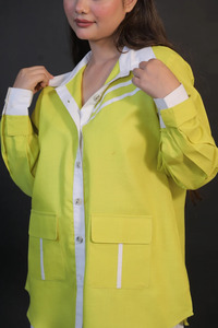 Camisa de Algodón de Manga Larga para Mujer, con Botones, Cuello Color Block, Blusa Casual de Lujo para el Trabajo - Product Image 3
