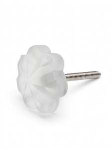 <b>White</b> Flower Glass Cabinet <b>Knob</b> Eco-Friendly Furniture Pull Round Drawer Handle for Kitchen Wardrobe Dresser - Product Image 1