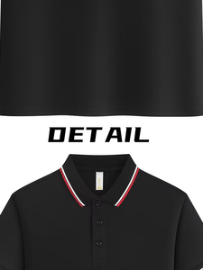 <b>Black</b> Solid Knitted Cotton for <b>Shirt</b> Men Breathable Short Sleeve Work Fashion Custom Logo Printing Silk Screen OEM Service - Product Image 4