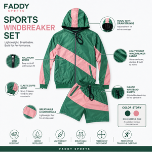 Ensemble de survêtement en nylon pour hommes, veste coupe-vent à capuche et short, vêtements de sport, vente en gros personnalisée, OEM ODM - Product Image 6