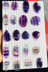 Wholesale Trimurti <b>Gems</b> Natural Multi Purple Fluorite Crystal Cabochon AAA+ Loose <b>Stone</b> Custom Jewelry Making <b>Fire</b> Effect - Product Image 2