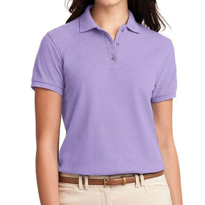 Polo à manches courtes pour femme, couleur unie, décontracté, en piqué tricoté, 100% coton, coupe classique, production Harry Johnson - Product Image 1