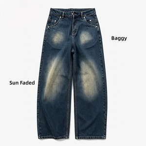 Usine de jeans en denim bleu sur mesure, vente en gros de pantalons droits taille mi-haute pour marques de vêtements pour hommes et boutiques - Product Image 3