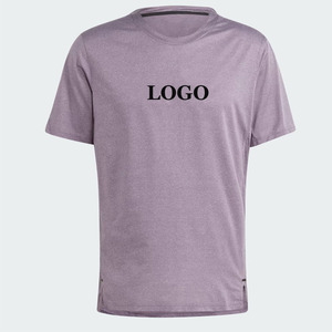 T-shirt à manches courtes pour homme, couleur violette, col rond, coupe classique, tissu jersey à séchage rapide, logo imprimé sur le devant, style décontracté - Product Image 2