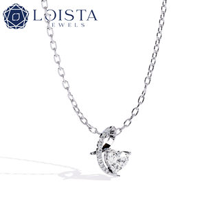 LOISTA – collier avec pendentif en diamant taillé en forme de cœur, or blanc, diamant naturel certifié GIA, bijoux de fiançailles romantiques pour femmes - Product Image 1
