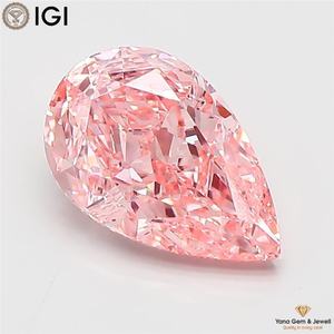 Diamante Cultivado en Laboratorio CVD, Corte Pera, 2.00 Quilates, Color Rosa Intenso, Claridad VS1, con Certificado IGI, para Anillo de Obra Maestra de Lujo - Product Image 1