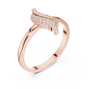 Impresionante Anillo Curvo con Moissanita de Corte Redondo y Diamantes – Anillo de Plata Chapado en Oro Rosa con Motivo de Hoja para Mujer - Product Image 4