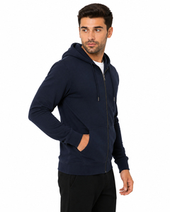 Fashionable mens hooded zipper top made with premium soft fabric for warmth comfort and flexible all day movement support - Product Image 3