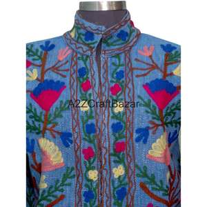 Chaqueta de Mujer con Patrón Floral Suzani TNT Hecha a Mano, 100% Algodón, Bordado a Máquina, Cuello en V, Transpirable, Ecológica, Abrigo de Invierno - Product Image 3