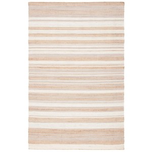 Modern Striped Jute Area Rug Rectangle Flat Weave Eco Friendly Living Room Rug Thin Pile Beige White Pattern - Product Image 4