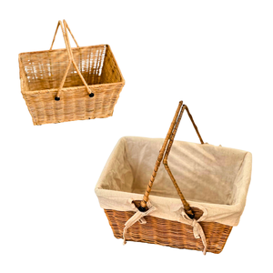 Panier de rangement en rotin écologique avec cadre métallique et doublure en tissu de coton - Product Image 1