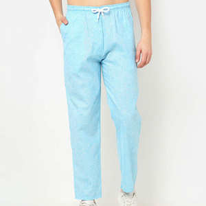 กางเกงกีฬาผ้าฝ้ายสีฟ้าอ่อนพรีเมียมสำหรับผู้ชาย ระบายอากาศได้ดี มีกระเป๋าข้าง ทรงลำลอง ใส่สบาย เหมาะสำหรับฤดูร้อน เอวยางยืด - Product Image 1