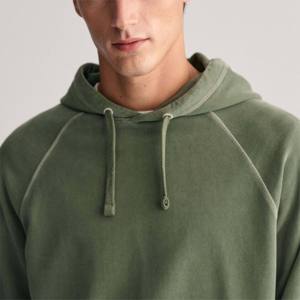 Sudadera con Capucha para Hombre, Color Verde Oliva Sólido, Manga Raglán, Algodón French Terry, Corte Regular Informal, para Otoño - Product Image 2