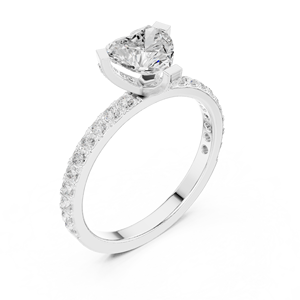 Anillo de Promesa Solitario con Diamante en Forma de Corazón, Oro 10k/14k/18k/Plata de Ley, Diamantes Cultivados en Laboratorio, Banda Pavé, Joyería Fina para Mujer - Product Image 4