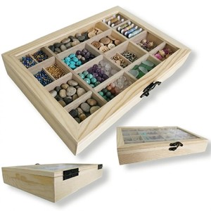 Boîte de rangement pour perles de prière en bois de pin avec serrure |   Boîte à prières en bois en gros, Inde - Product Image 3