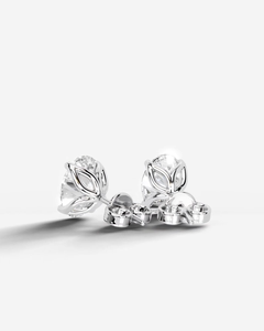925 Sterling <b>Silver</b> Geometric Oval Hoop Earrings with Moissanite and Rhodium Plating - Product Image 6