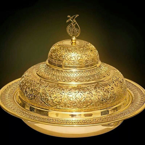 Modern Arabic Design Eco-friendly Date Bowl Gold Luxury <b>Decorative</b> Handmade Stainless Steel Serving Bowl Dome <b>Lid</b> Party Hotel - Product Image 6