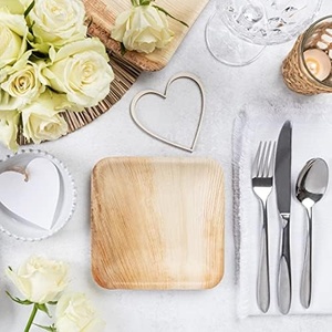 Eco Friendly 8-Inch Square Palm Leaf Dining Plates <b>Freezer</b> Safe Modern Luxury Style for Salads Meals Party Events-Krishna Eco - Product Image 6