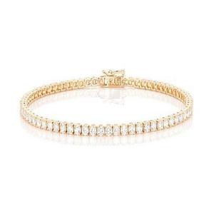 Bracelet tennis pour femme plaqué or 18 carats, diamants taille brillant ronds sertis en canal, style classique - Product Image 1