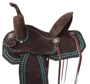 Barkat Overseas Nuevo Sillín de Caballo Western de Cuero Genuino con Arco de Madera, Diseño Turquesa con Puntadas Decorativas, Portátil, Duradero, Logotipo Personalizado - Product Image 2