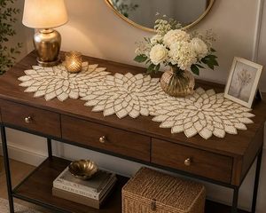 Floral Embroidered Cotton Table <b>Runner</b> Floral Pattern Home Decor <b>Washable</b> - Product Image 1