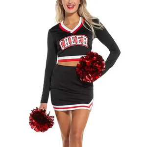 High Quality Quick Dry Women Cheerleading Uniform Light Weight Solid Color Cheerleading Uniform For Sale - Product Image 6